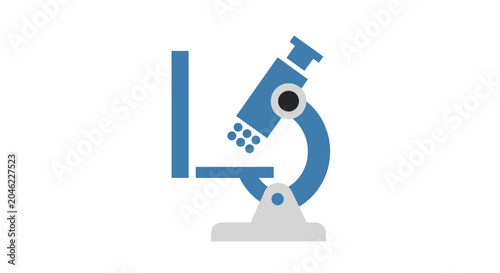Foto Blue Laboratory Microscope Instrument Closeup.