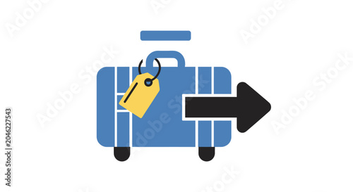 Blue Luggage Suitcase with Tag.