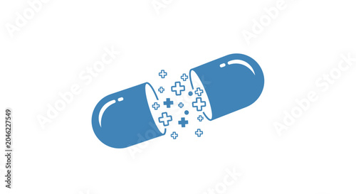 Blue Medical Pill Capsule Medicine.