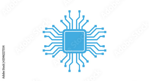 Blue Microchip Electronic Circuit Board.