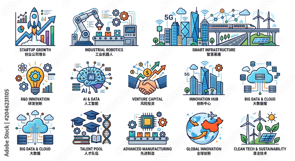 Fototapeta premium Infographic of various business and technology concepts