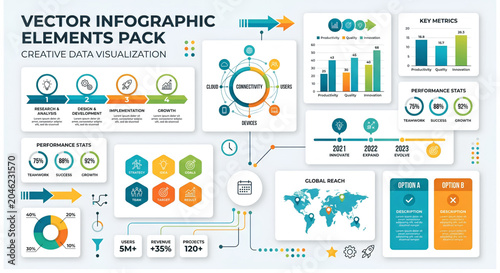 Vector infographic elements pack for creative data visualization and business analytics