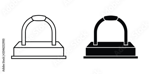 Simple outline and filled icon of a luggage handle on a white background for travel concepts