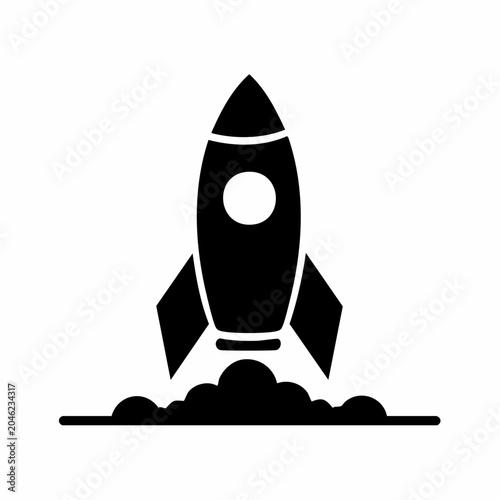 Minimal Rocket Launch Glyph Icon for Startup Business and Growth Strategy
