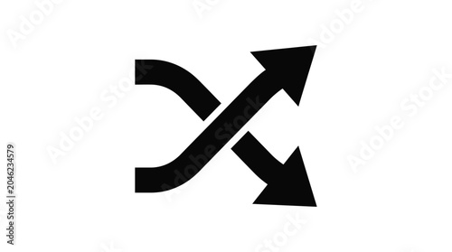 Crossing Arrows Silhouette Icon On White Background