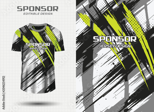 Sport jersey design template with abstract brush stroke pattern