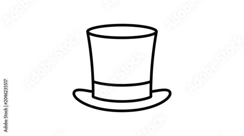 Obraz na plátně Top hat silhouette on a white background simple line drawing