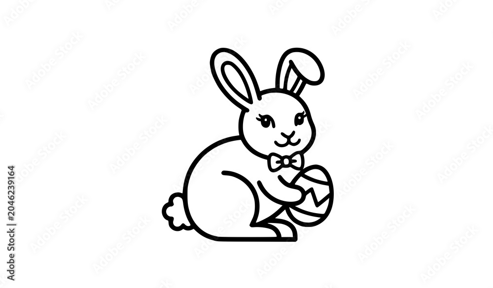 Obraz premium Minimal Rabbit Outline Icon Vector Design