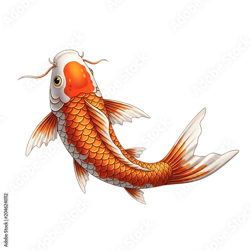A vibrant orange koi fish swims in a serene aquatic environment peacefully Photo realistic image. png