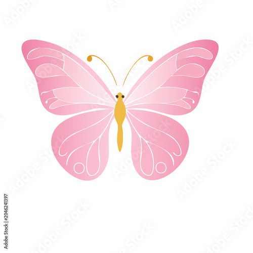 Pink butterfly illustration with yellow accents