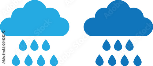 Φωτογραφία Minimalist blue cloud icons with rain drops, flat weather forecast symbols, simp