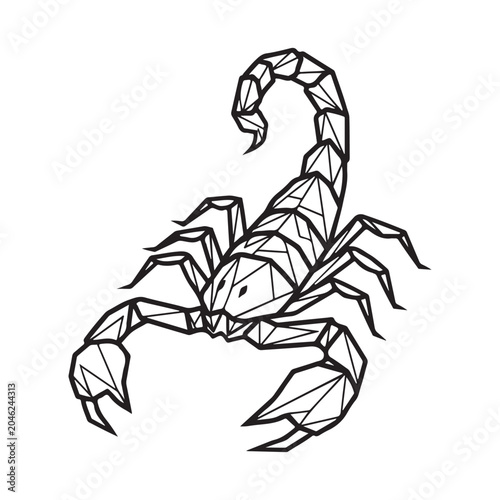 Cuadro en lienzo Geometric scorpion vector line art with low poly polygonal design featuring stin