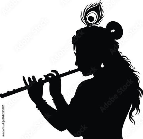 Black silhouette of a witch holding a broomstick against a white background