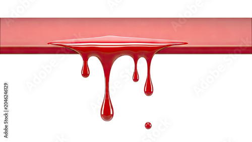 Red liquid dripping from a surface