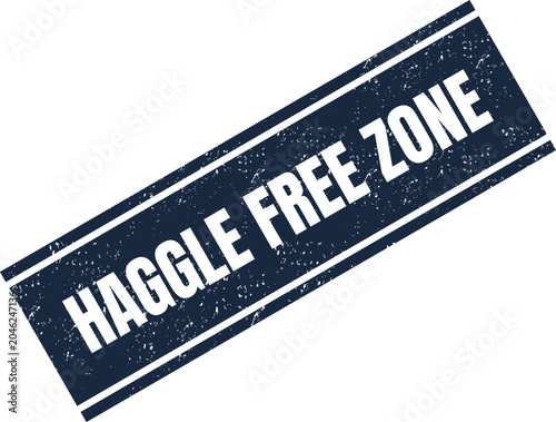 Fotografia Dark blue textured stamp showing the bold white text message reading haggle free