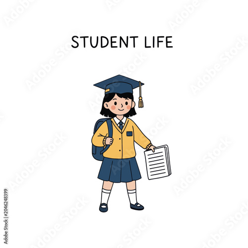 Young girl in graduation cap.