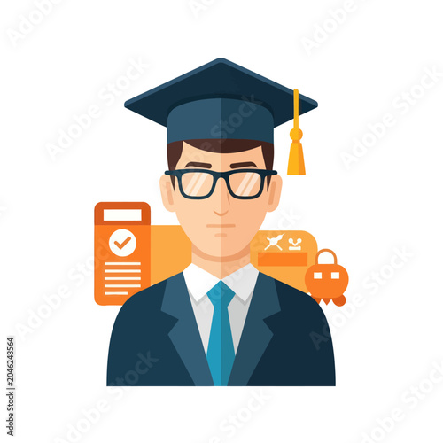 Young Man Wearing Graduation Cap.