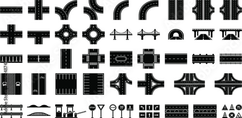 Konstfotografi Collection of road segments intersections and highway infrastructure