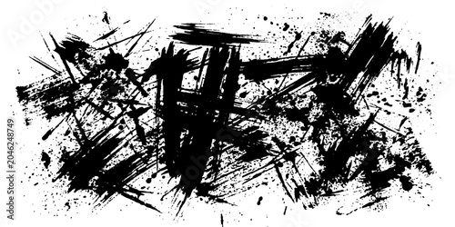 Canvastavla Abstract brush strokes and splatters in black and white create a chaotic yet artistic composition, suggesting energy and raw expression