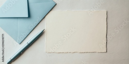 Blank paper and envelope on table ready for writing a letter