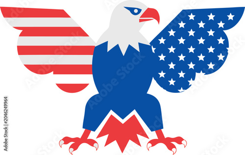 patriotic eagle with Usa flag wings red white and rad .