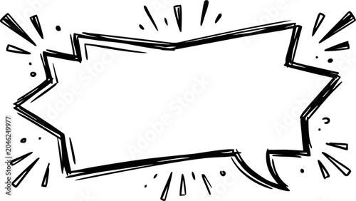 Vászonkép Hand drawn comic speech bubble with dynamic express lines, Vintage pop art retro explosion frame