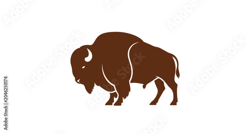 Canvastavla Brown bison standing profile view.
