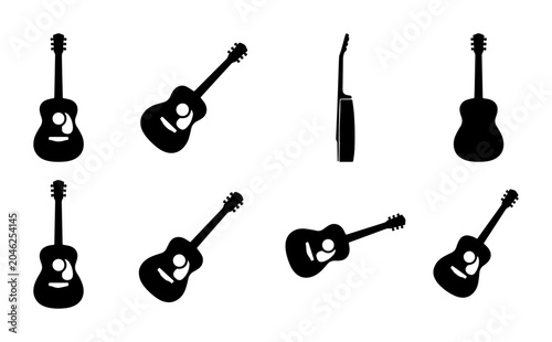 Foto Acoustic Guitar Silhouettes, Musical Instrument Icons, Vector Set for Music Desi