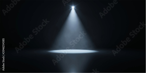 Tableau sur toile Dramatic Spotlight: A single, bright spotlight pierces the darkness, illuminating a circular area on the floor, creating an atmosphere of mystery and anticipation