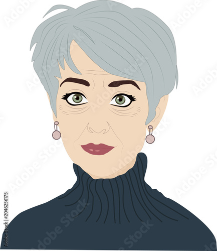 Vector portrait of senior woman