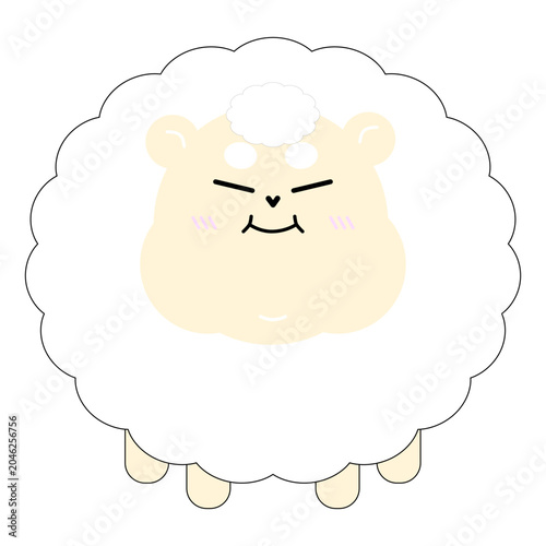 A cute fluffy white sheep illustration , chubby animal character, Adorable farm animal