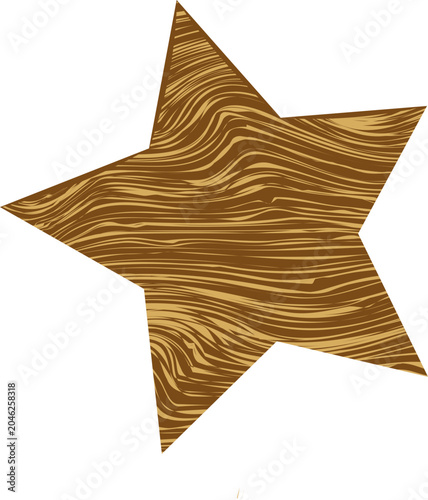 Rustic Wooden Star Decorative Shape Icon