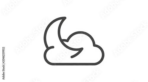 Simple line art illustration of a bird flying out of a cloud  symbol transparent background