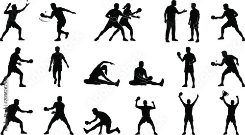 Photos Table Tennis Player Silhouette Collection Featuring Training Matches Warm Up Exe