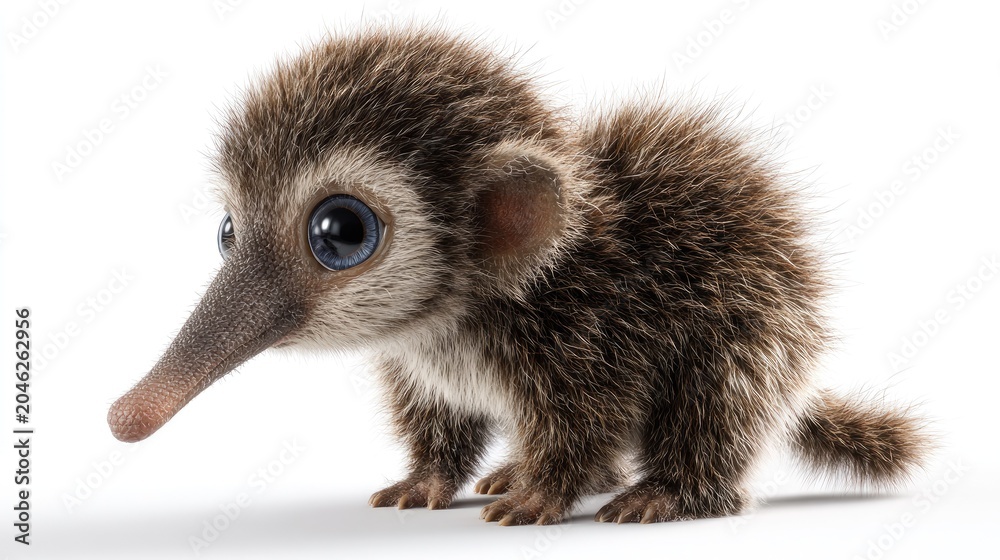 Fototapeta premium Cute Aye-Aye Lemur Portrait on White Background