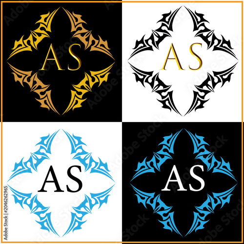 AS Monogram Logo Design with Tribal Ornaments