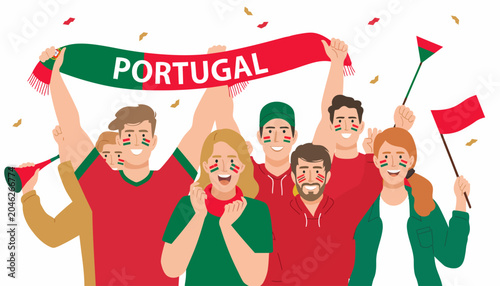 Portuguese Fans Celebrate Victory with Face Paint and Flags
