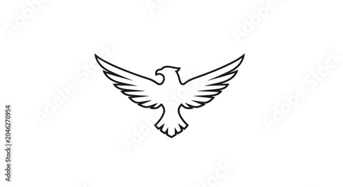 Stylized Eagle Outline Flying with Wings Spread.