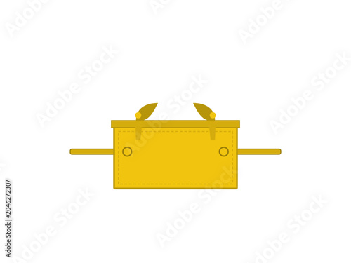 Ark of the Covenant golden vector illustration. Ancient Tabernacle sacred chest, Aron HaKodesh with cherubim wings, biblical temple artifact isolated on white background.
