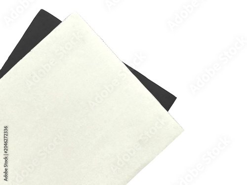 Minimalist White and Black Paper Mockup on Clean Isolated Background, Blank Card Sheet Layered Template with Copy Space for Stationary Design, Elegant Monochrome Textured Presentation Canvas