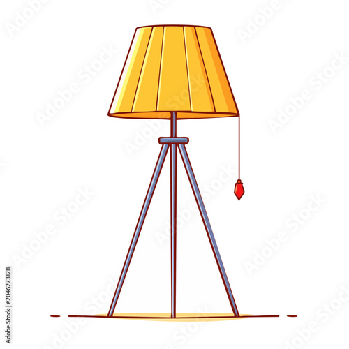 Yellow floor lamp with tripod base