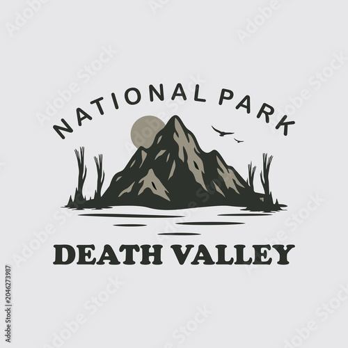 Illustration of a vintage Death Valley logo design in a simple style.