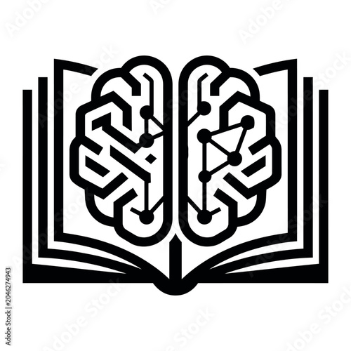  Artificial intelligence brain book icon