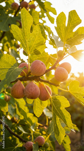 Fresh Ripe Figs Hanging On Common Fig Tree