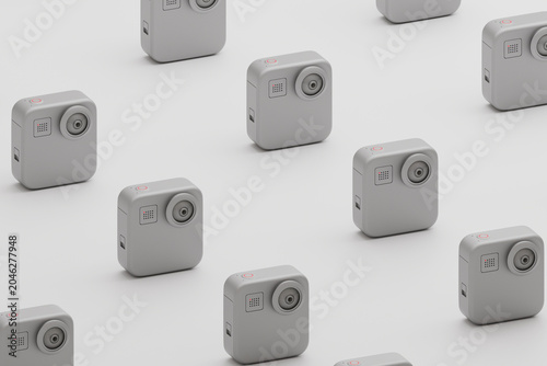 Action camera pattern background in minimalist 3D composition