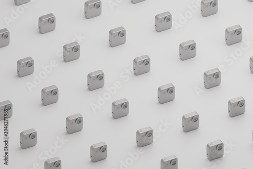 Action camera pattern background in minimalist 3D composition