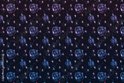 Fotografija Dark Aesthetic Seamless Pattern Featuring Glowing Blue Roses and Elegant Floral