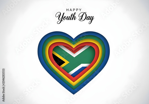 Happy youth day colorful heart with south africa flag