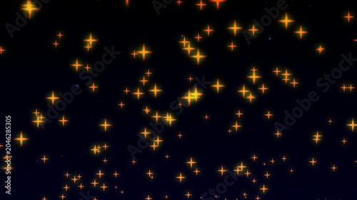 Magical night sky with golden four pointed stars, perfect for backgrounds, digital art, and celestialthemed designs. Sparkling, dreamy, enchanting.