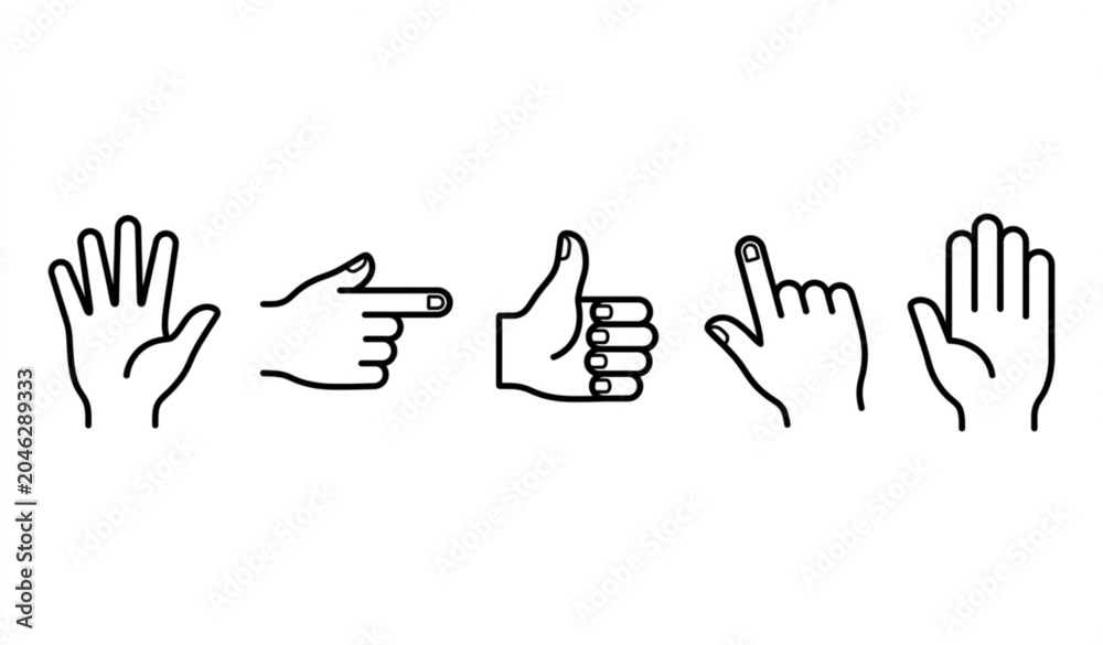 Fototapeta premium Hand Gesture Icon Set Vector Illustration
